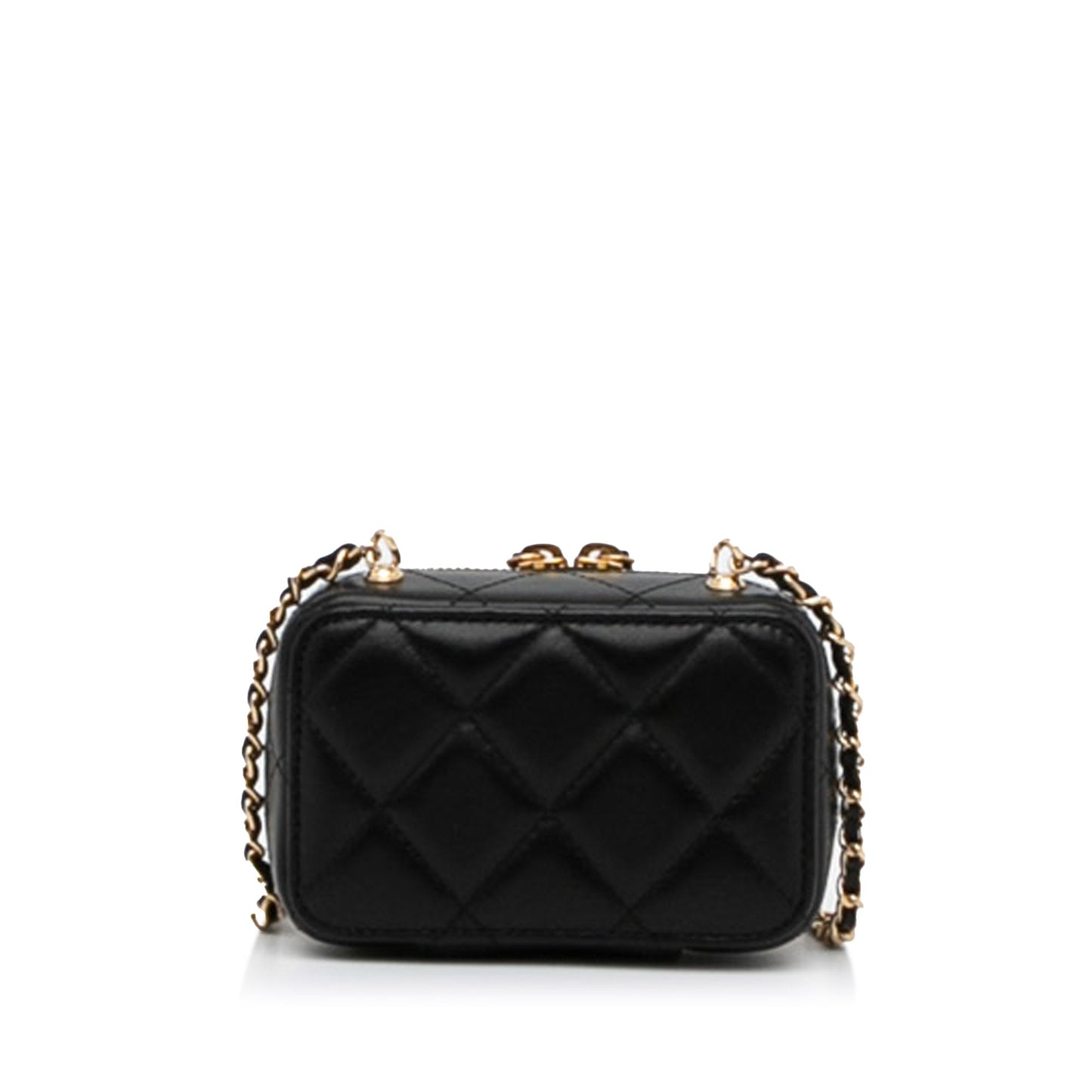 Gold Chanel CC Quilted Golden Plate Vanity Crossbody