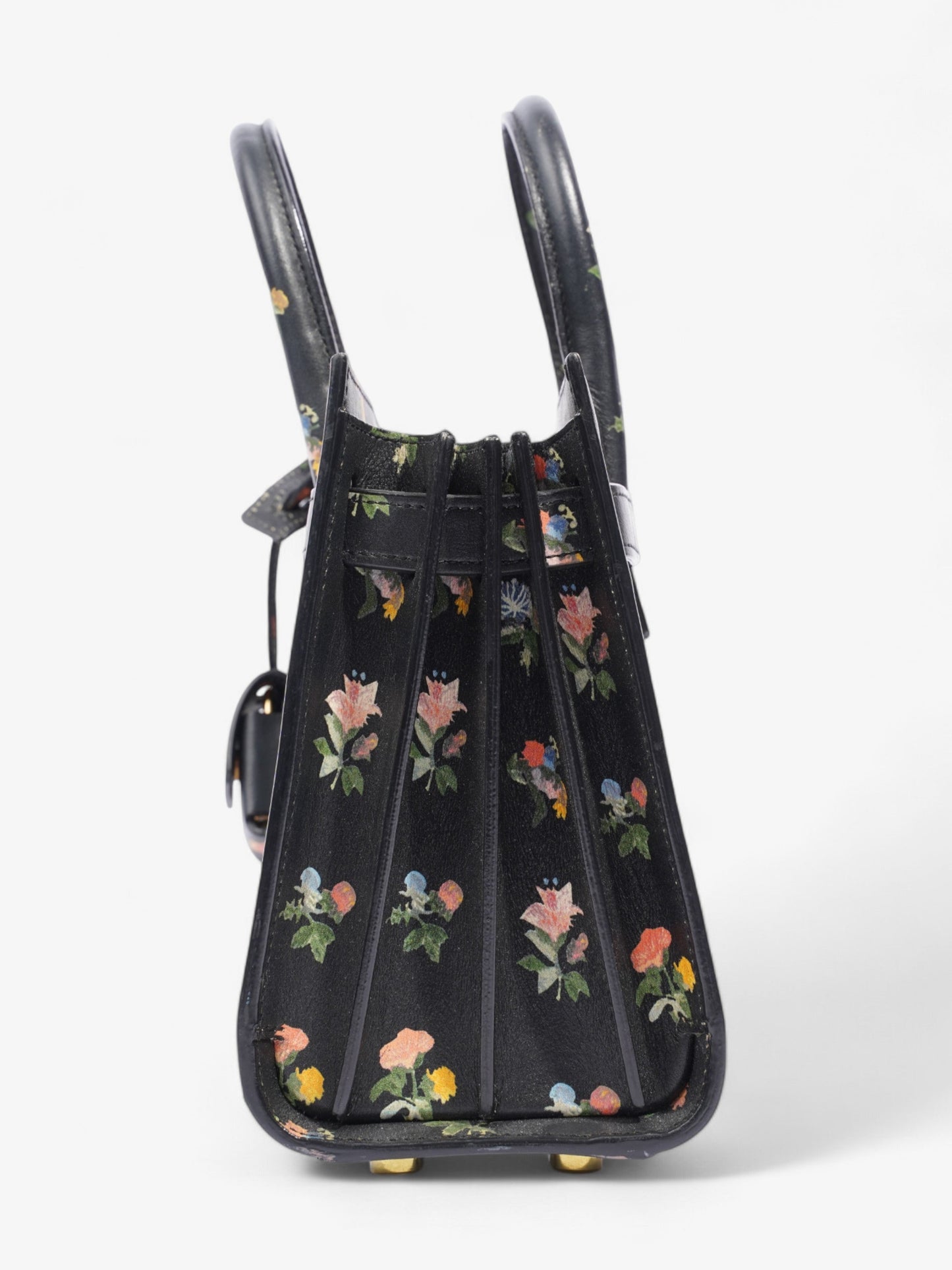 YSL Saint Laurent Sac De Jour Floral Nano Shoulder Bag Leather Black