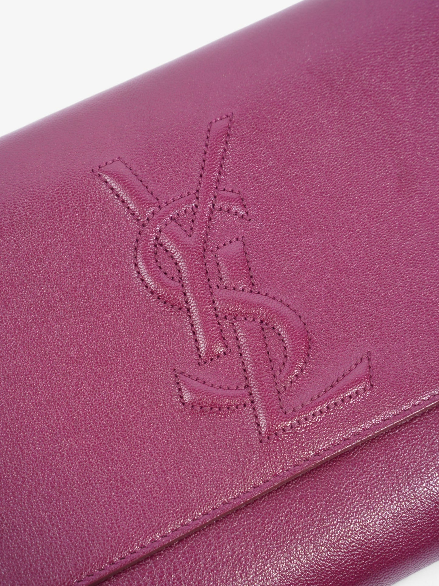 YSL Saint Laurent Belle De Jour Clutch Bag Leather Purple