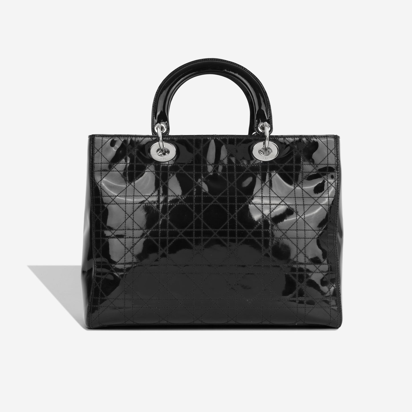 Dior Christian Lady Shoulder Bag Patent Large Black Patent Shw