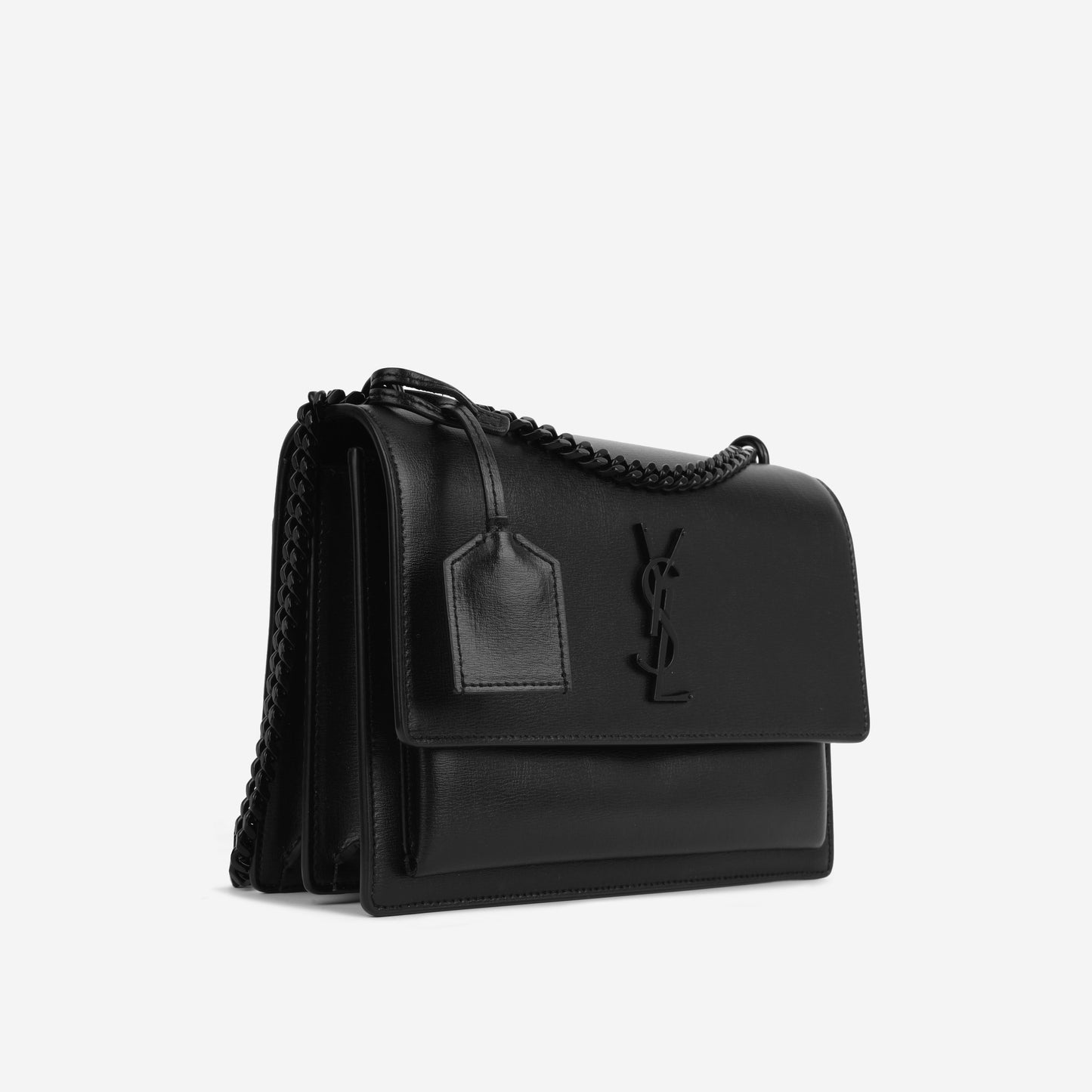 YSL Saint Laurent Sunset So Calfskin Crossbody Bag Black Medium