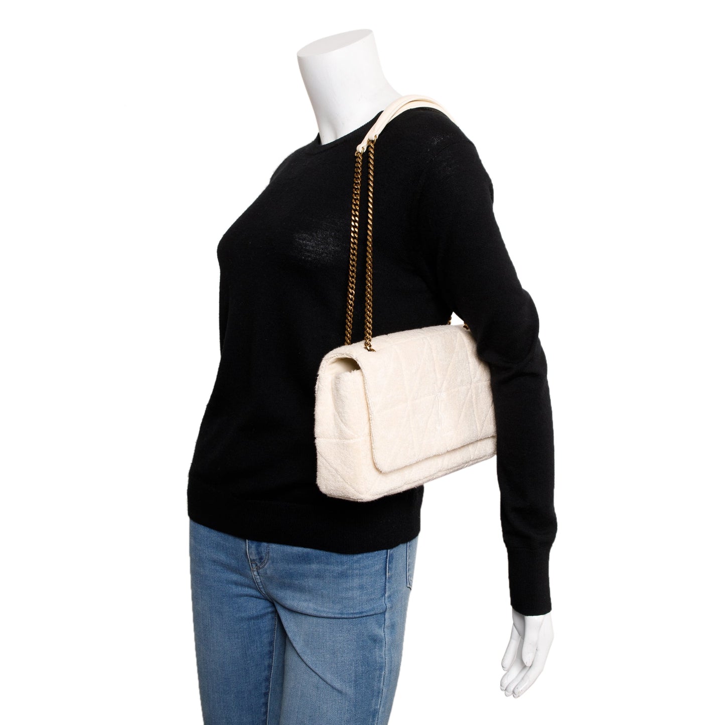 YSL Saint Laurent Terry Cloth Jamie Bag White Medium Travel Bag