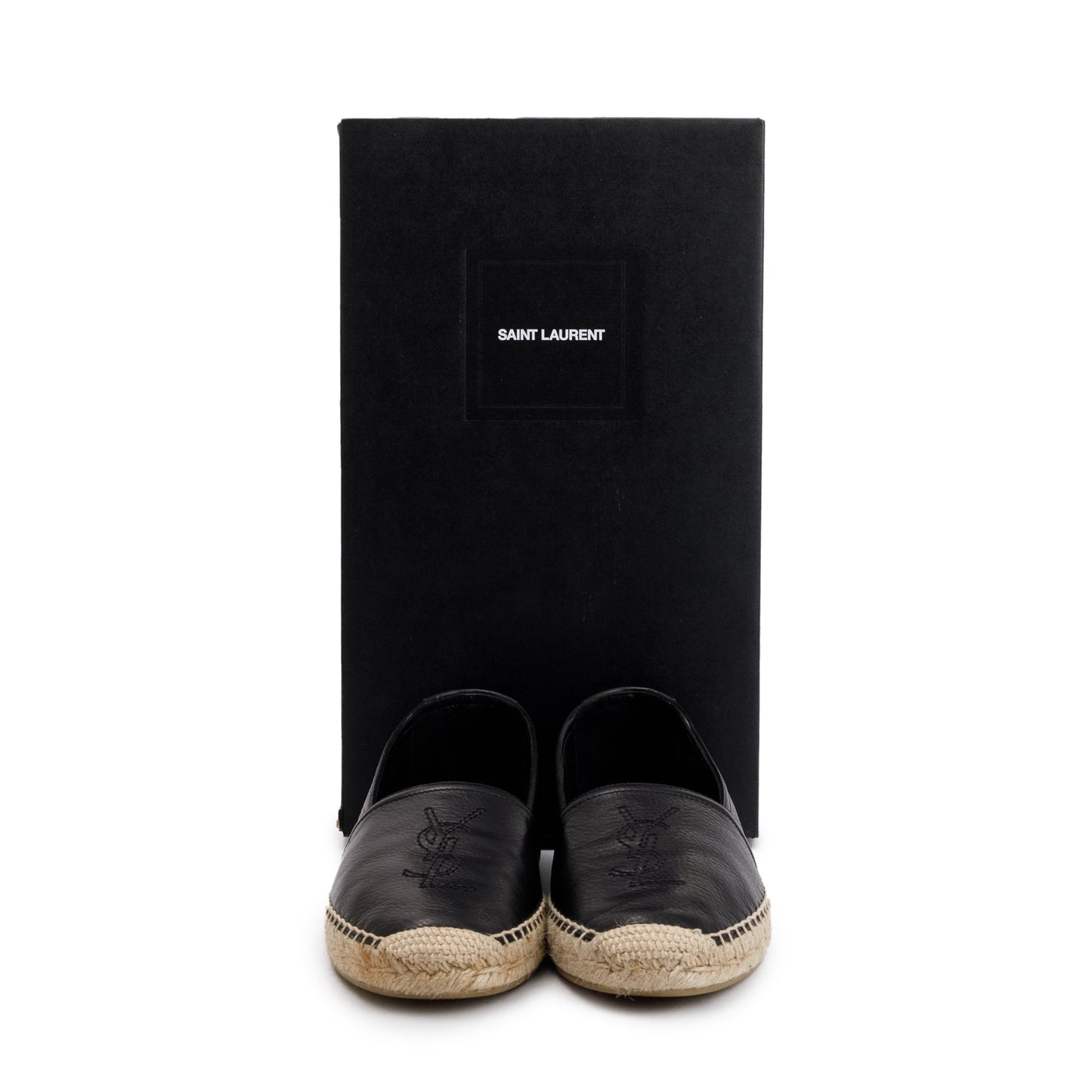 YSL Saint Laurent Calfskin Espadrilles Size Travel Bag Leather Black
