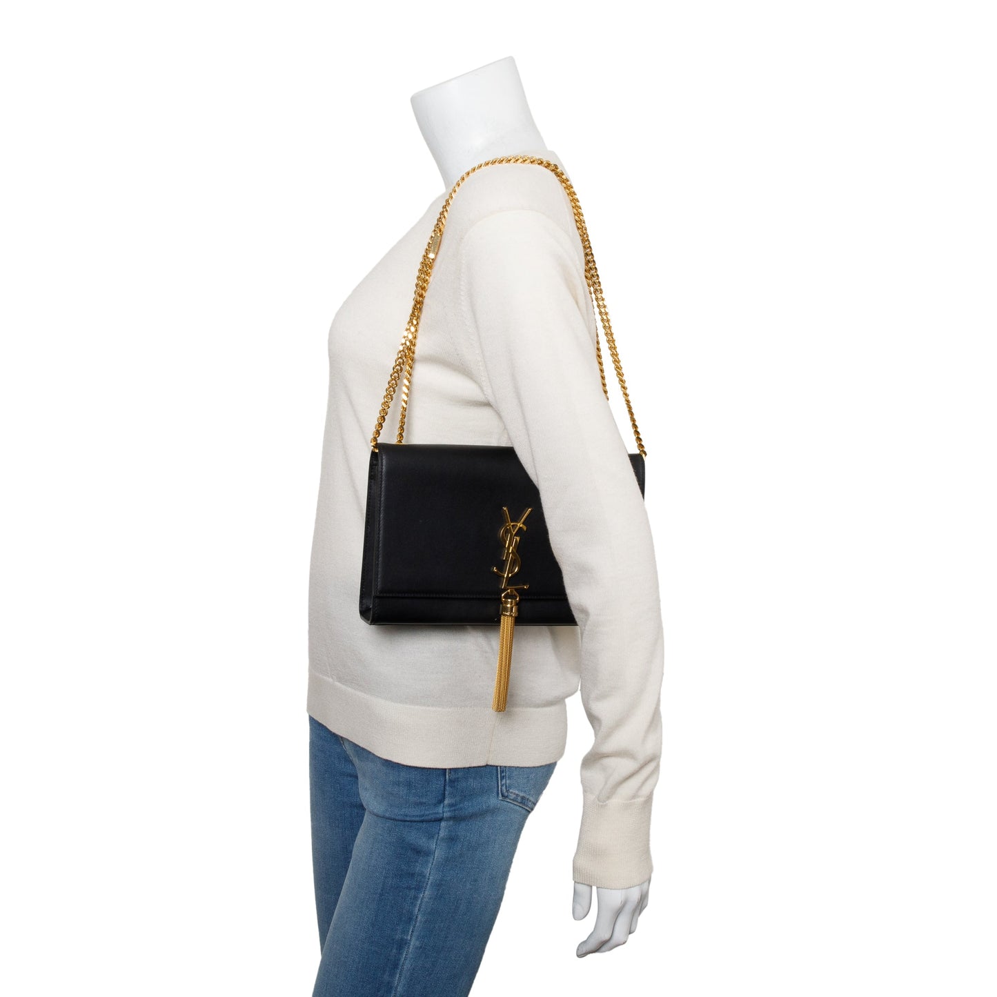 YSL Saint Laurent Smooth Kate Tassel Bag Leather Black Travel Bag