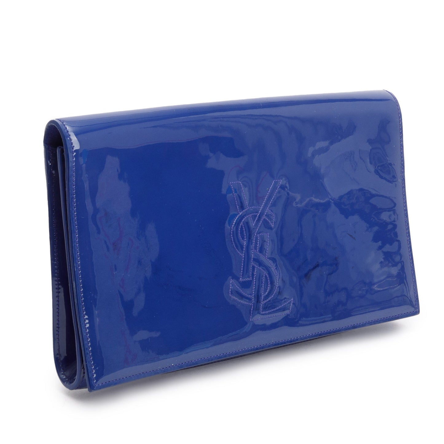 YSL Saint Laurent Patent Belle De Jour Clutch Leather Blue Clutch Bag Clutch 57156