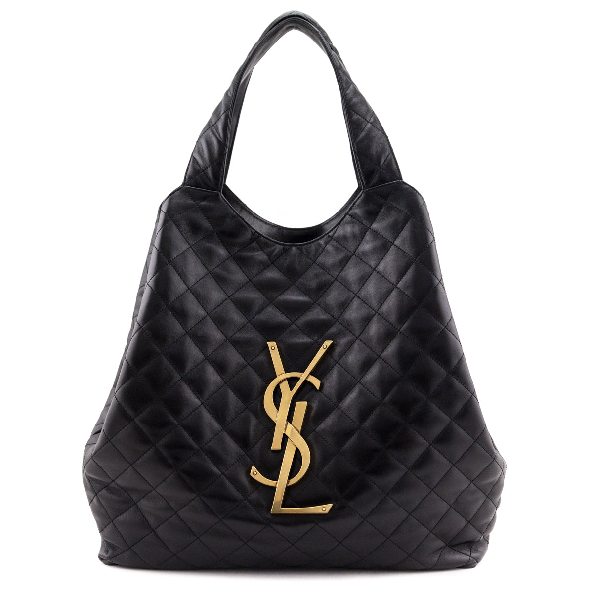 YSL Saint Laurent Trending Lambskin Maxi Icare Shopping Tote Quilted Black Tote Bag