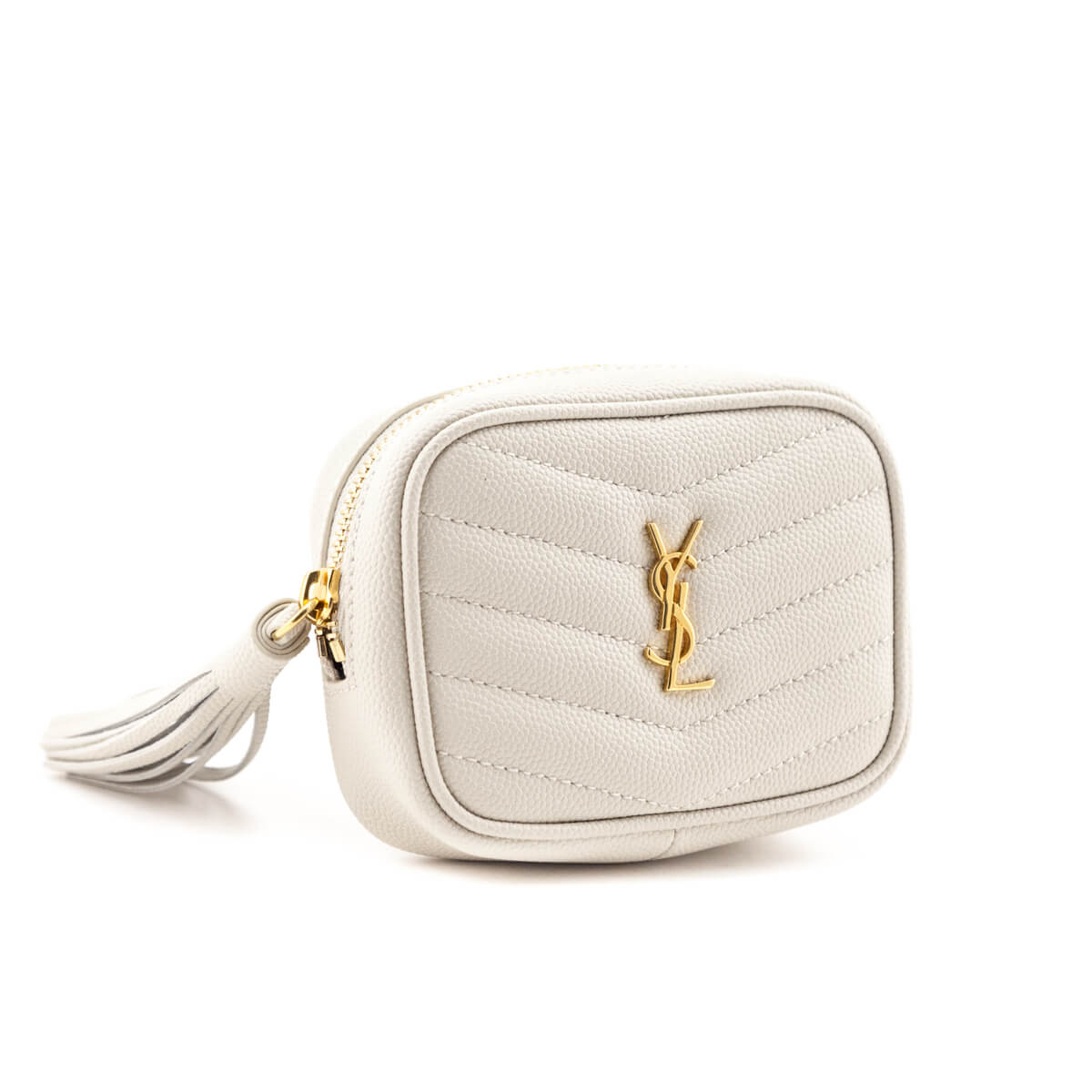 YSL Saint Laurent Saint Laurent Trending Grain De Poudre Baby Monogram White Travel Bag