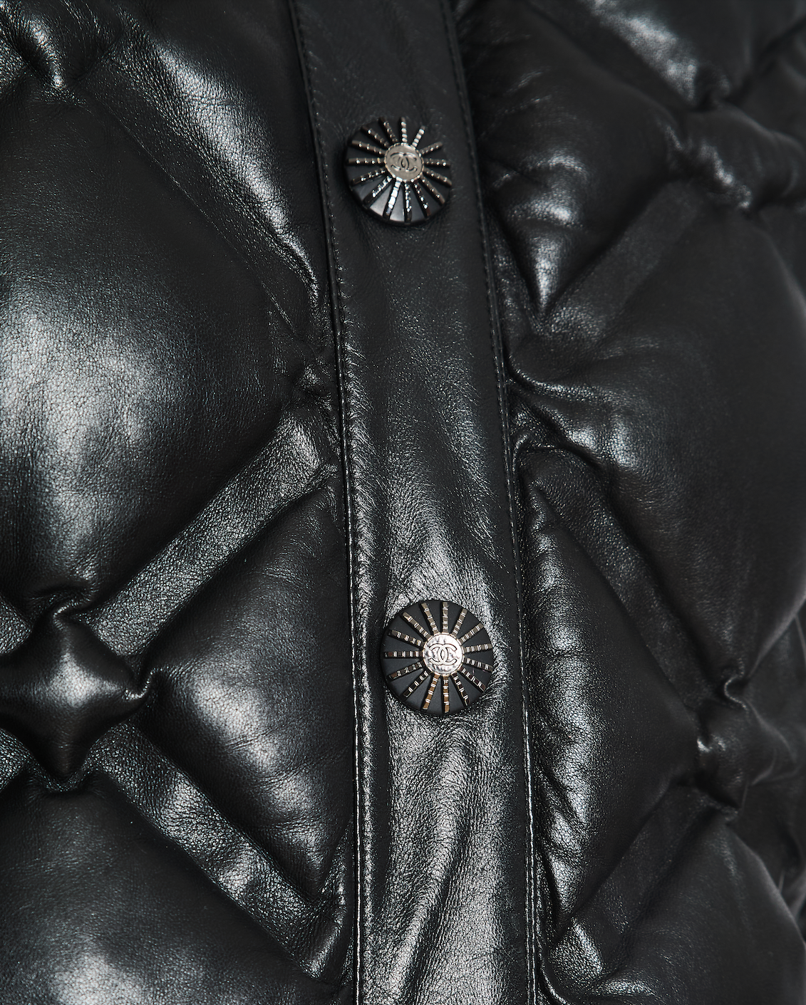 Chanel 16/B Leather Quilted Puffer Jacket Size FR 36 (UK 8)