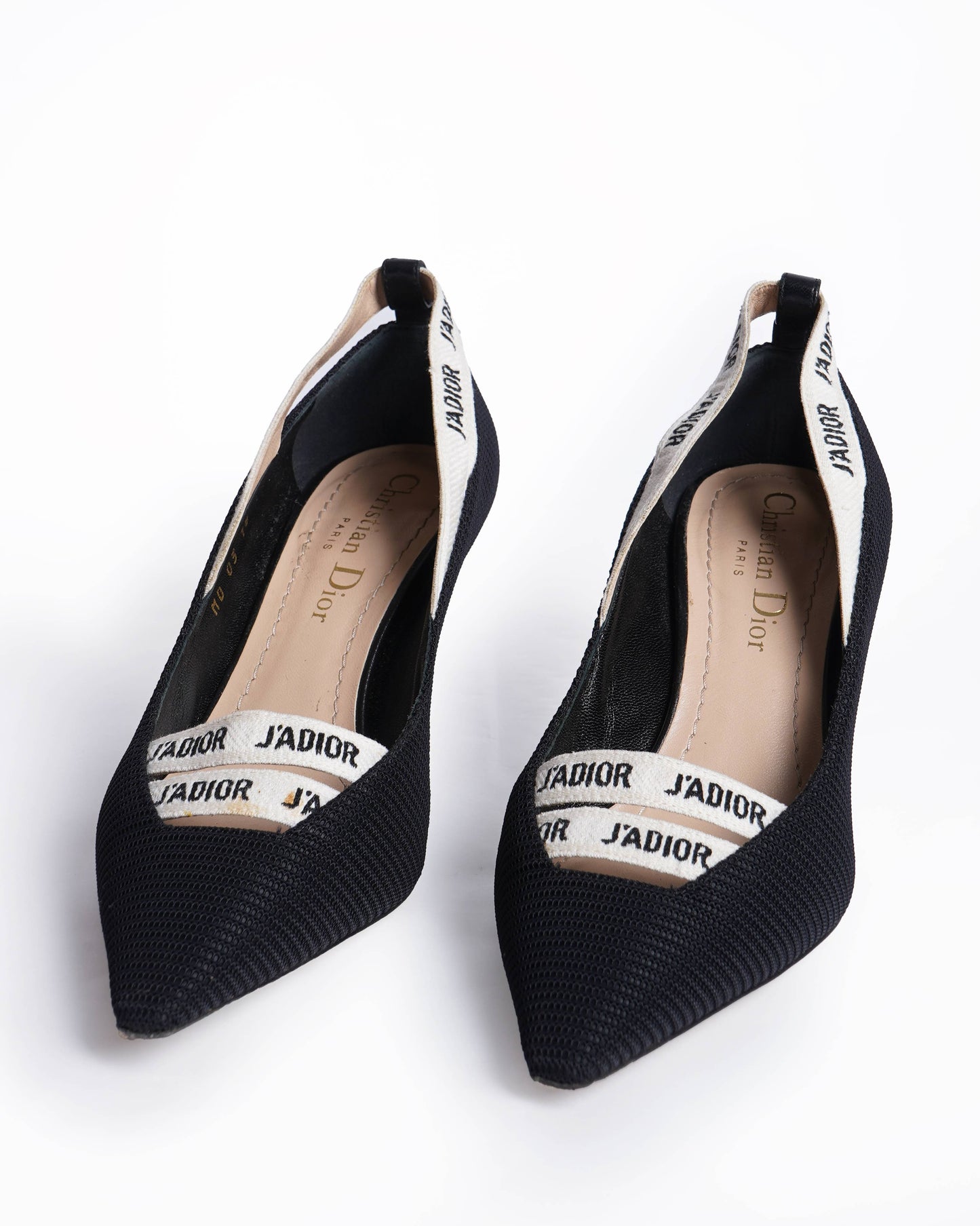 Dior Shoe Christian J' ribbon Black White Shoes