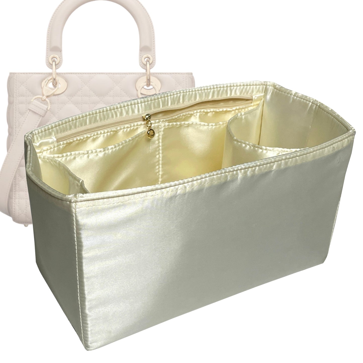 Dior Handbag Organizer for Lady , Bag Insert Silk, Medium Zip