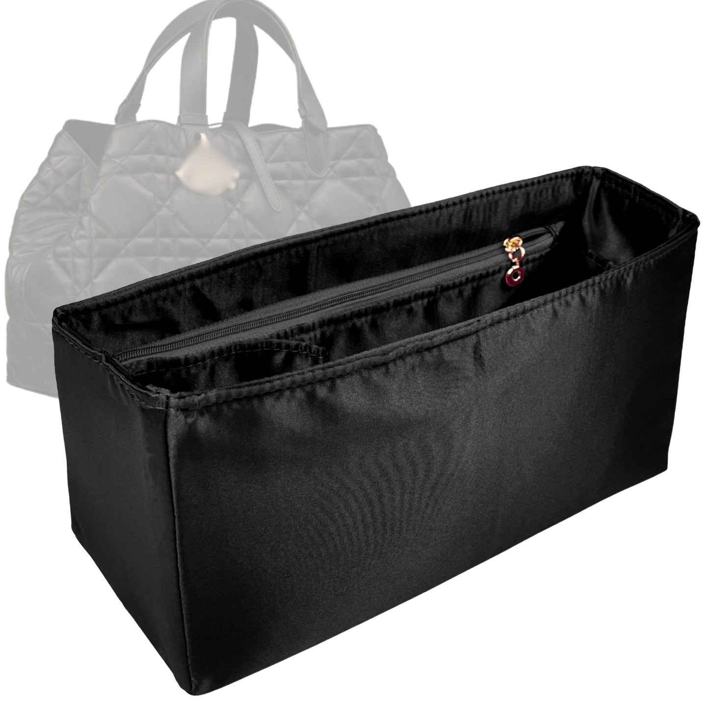 Dior Handbag Organizer for Toujours Bag, Bag Insert Silk, Large Zip