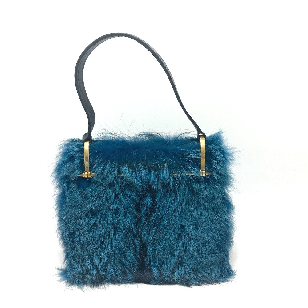 Shoulder Bag Fur, Fur Women Leather Blue