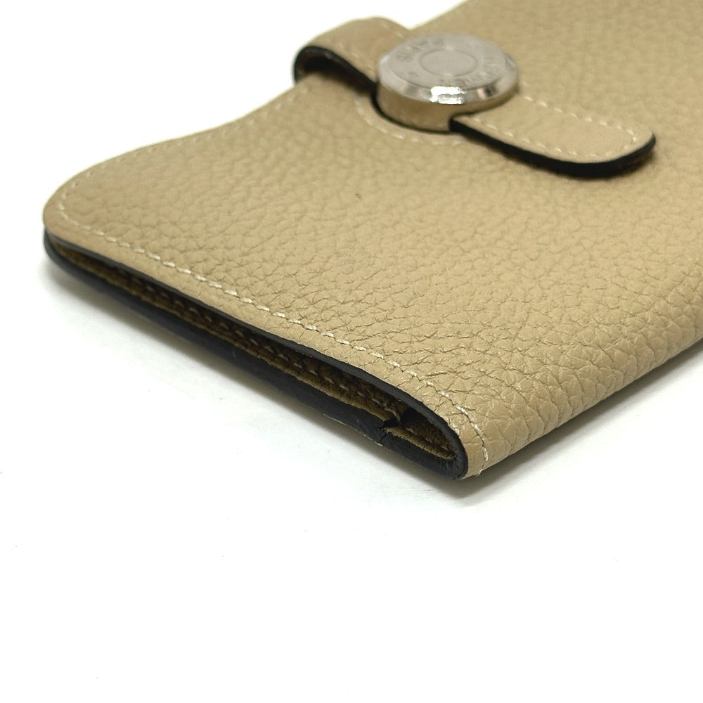 Coin Case Taurillon Clemence Dogon Women Handbag Beige Travel Bag