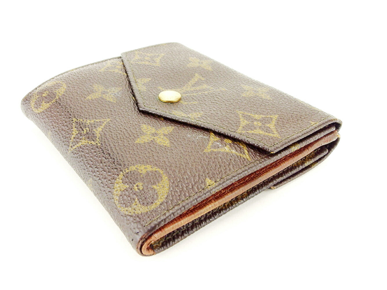 Louis Vuitton Bifold M61660 Portonebi old Brown Beige Gold Wallet Case T10339