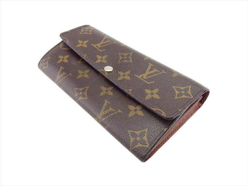 Louis Vuitton Long Purse M61734 Portefeuille Sarah Brown Beige Gold Wallet Case