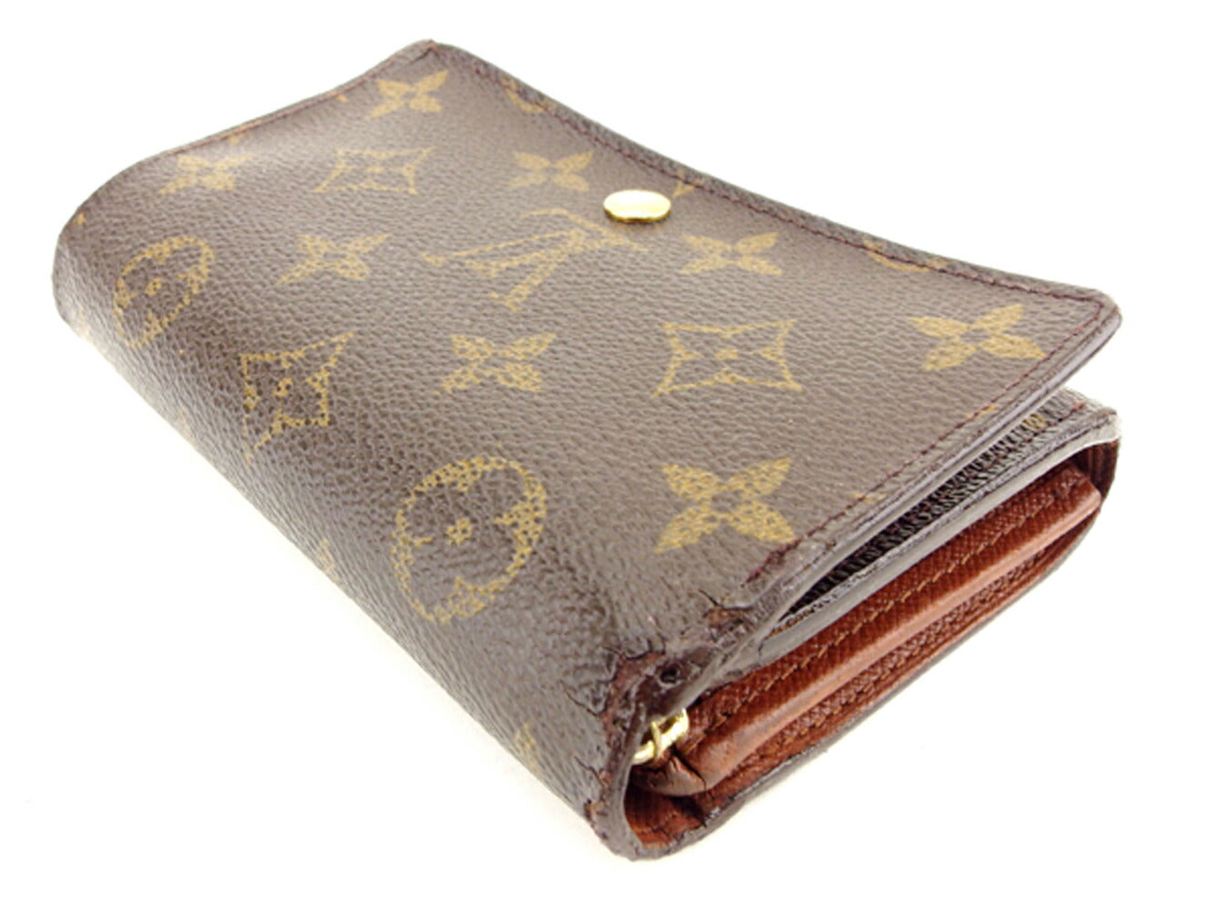 Louis Vuitton Long Purse M61730 Portonebi Tresol Brown Beige Gold Wallet Case T7585