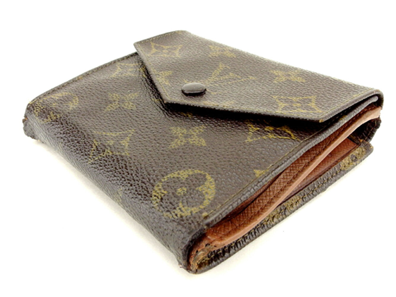 Louis Vuitton Bifold M61660 Portonebi old Brown Wallet Case T8329