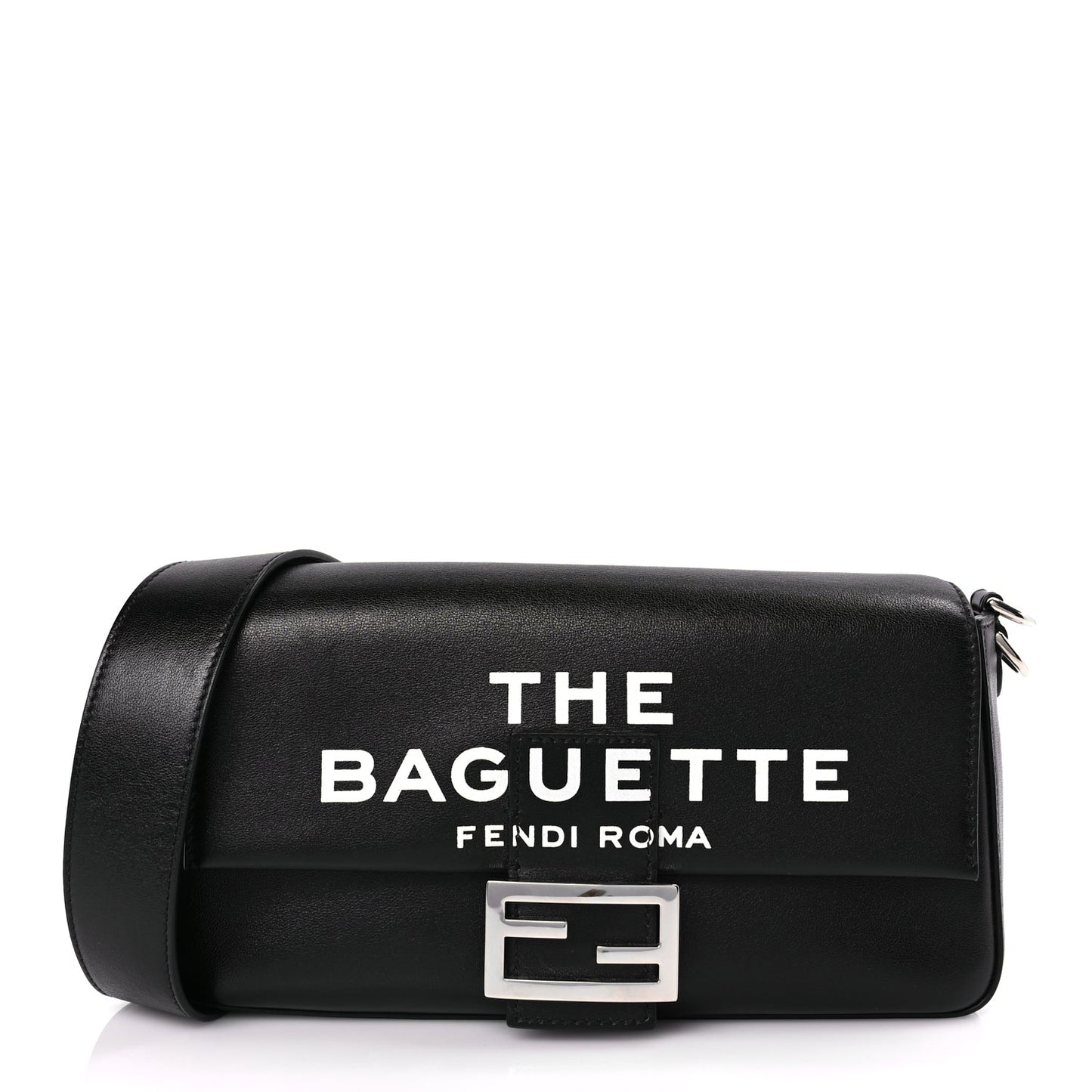 Fendi Handbag X Nappa Baguette Leather Black Medium Shoulder Bag