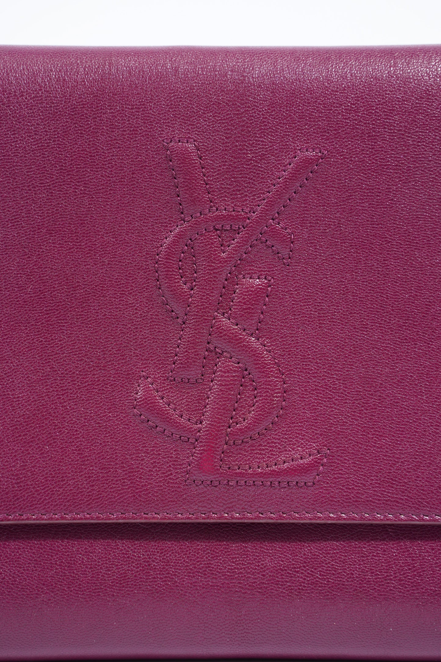 YSL Saint Laurent Clutch Leather Purple Flap Clutch Bag