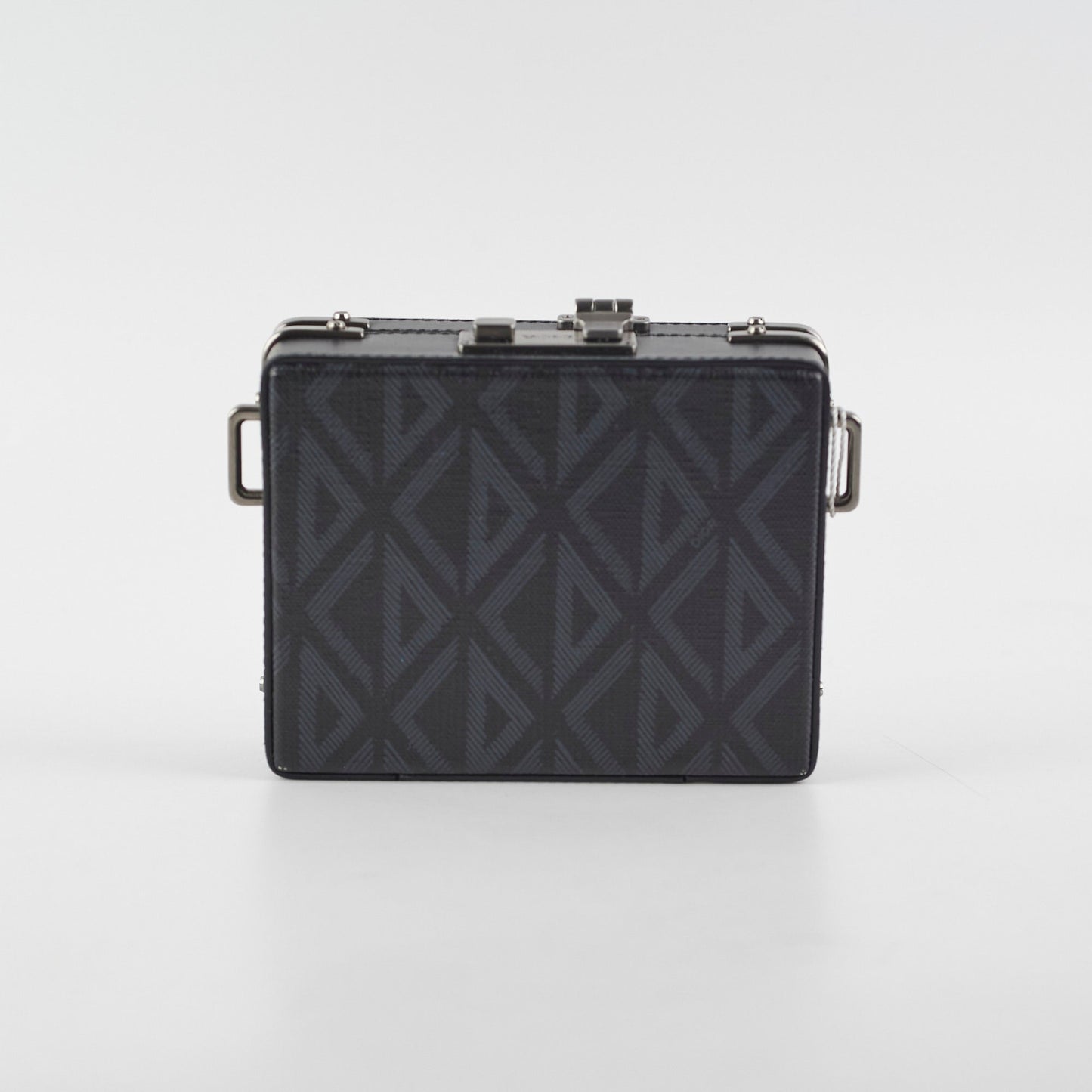 Dior Christian Lock Crossbody Bag Canvas Black Blue