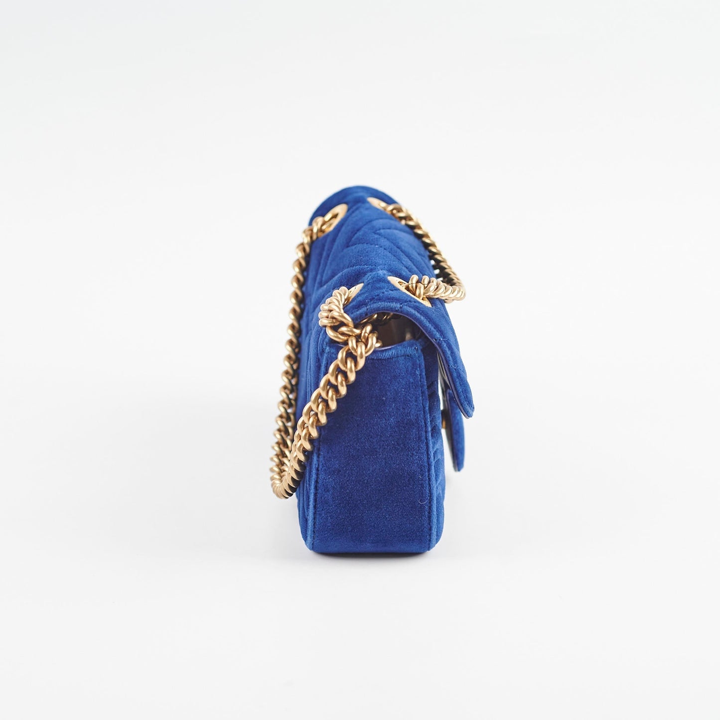 Gucci Marmont Shoulder Bag Navy Velvet Blue Mini Crossbody Bag