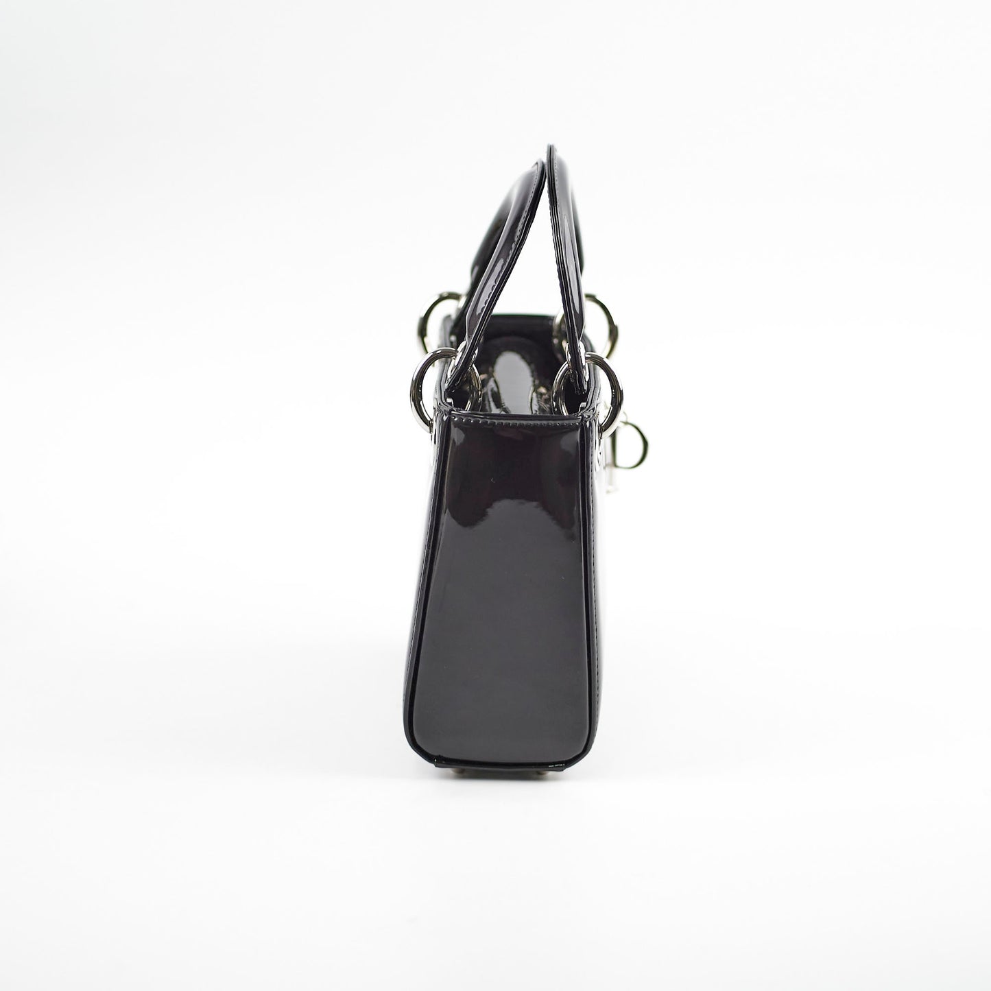 Dior Christian Lady Crossbody Bag Patent Black Mini