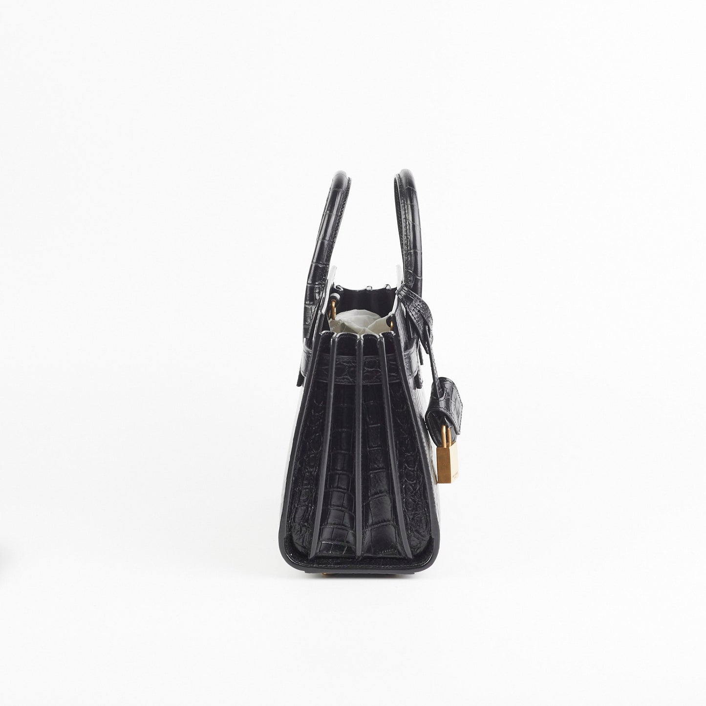 YSL Saint Laurent Sac De Jour Nano Croc Crossbody Bag Black Embossed