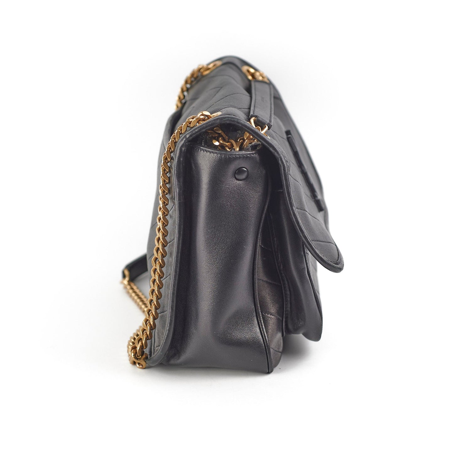 YSL Saint Laurent Niki Shoulder Bag Leather Black Medium Shoulder Bag Black
