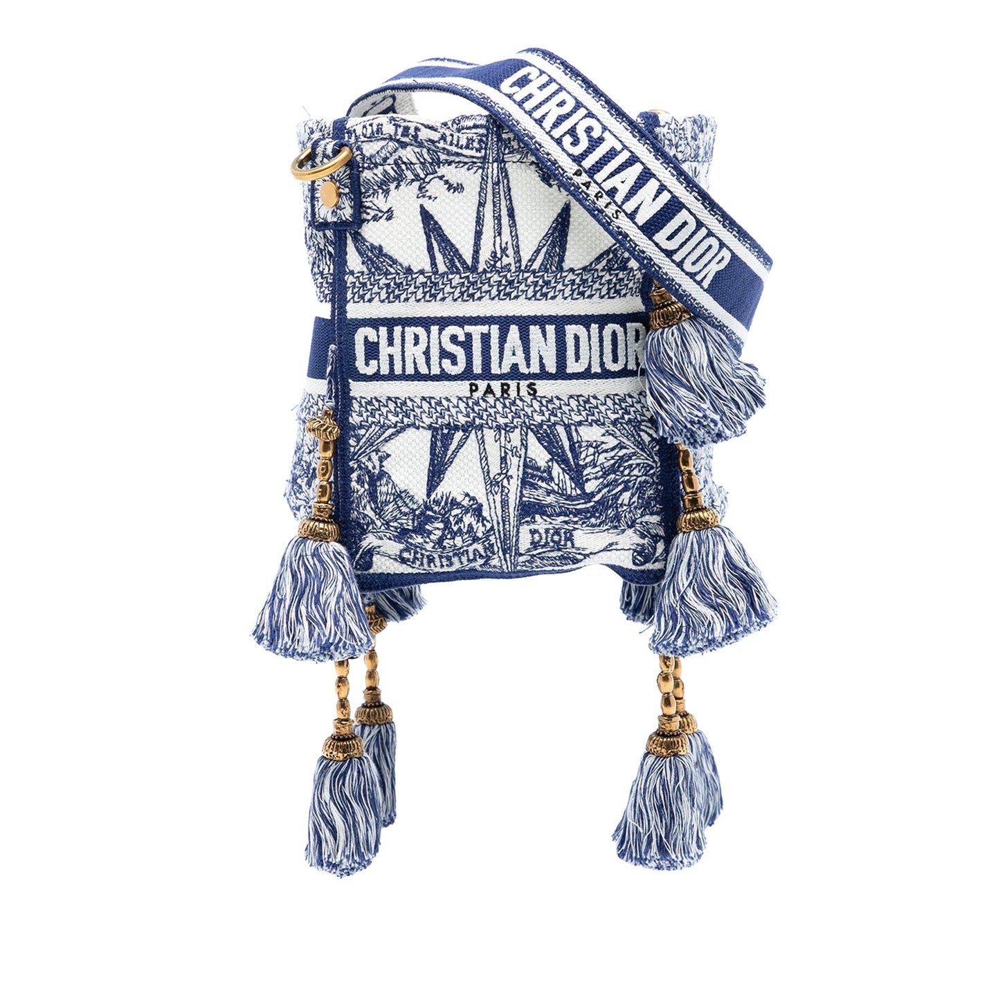 Dior Handbag Reve d Infini D Bubble Bag Canvas Blue Embroidered Bucket Bag
