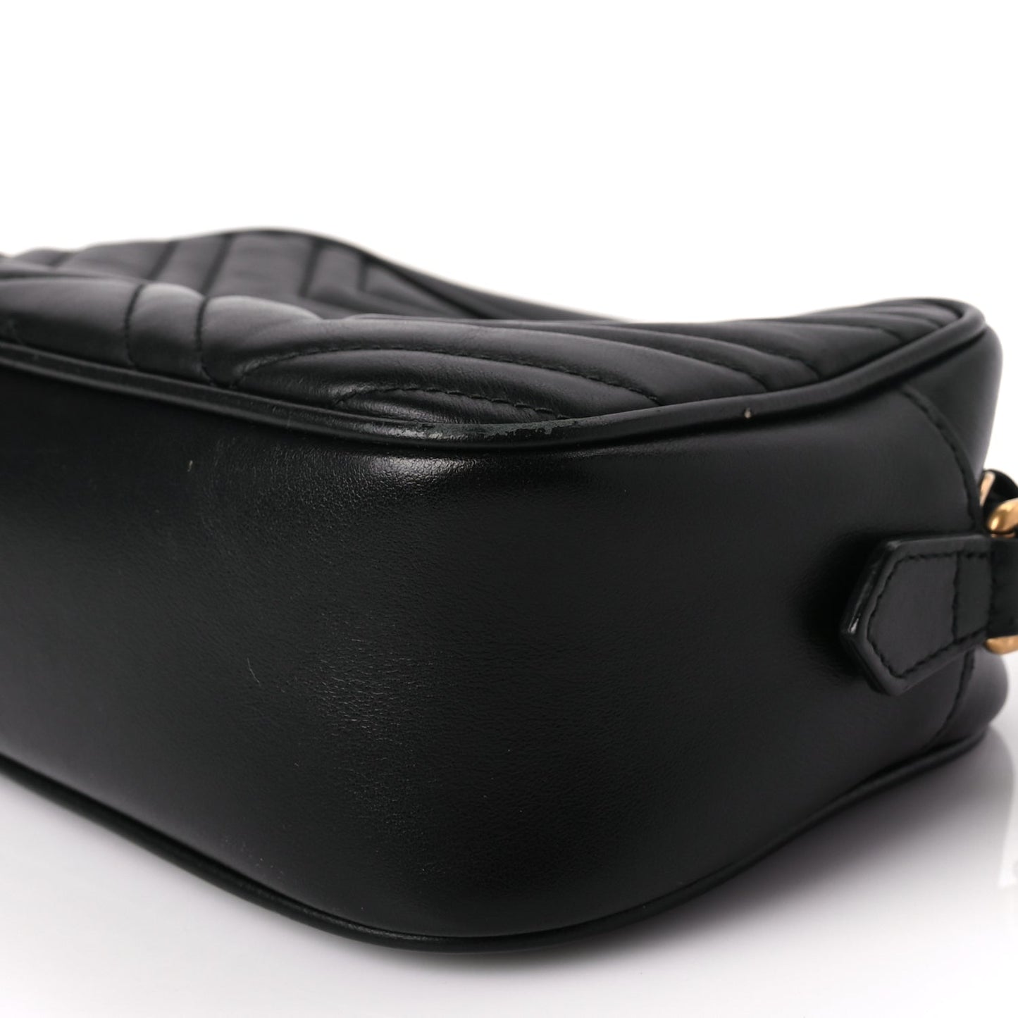 Gucci Calfskin Matelasse Small GG Marmont Chain Shoulder Bag Black