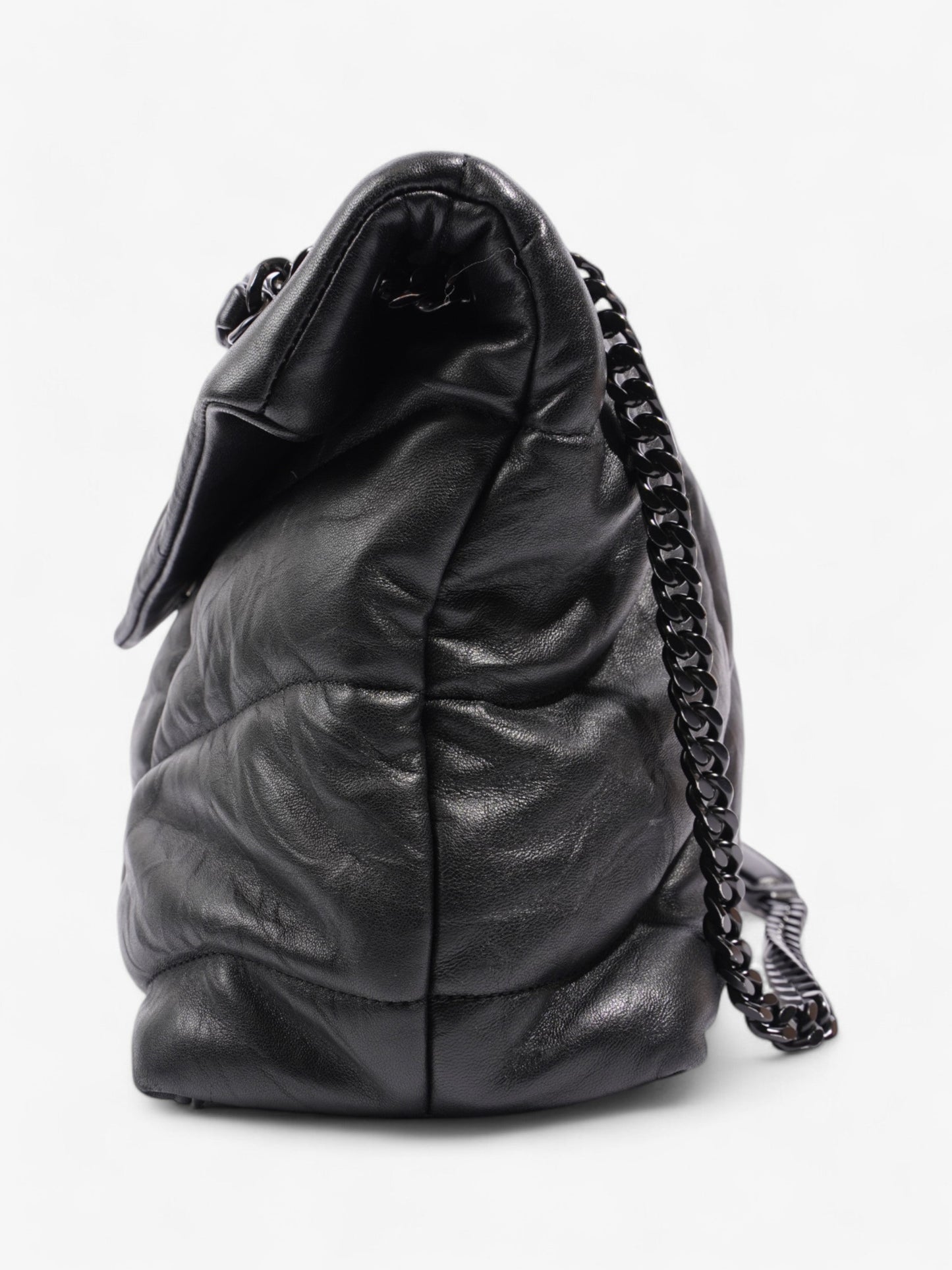 YSL Saint Laurent Lou Lou Puffer Nappa Crossbody Bag Leather Black Large