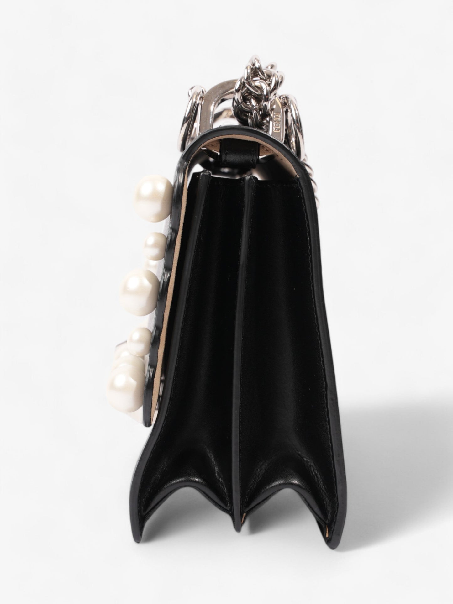 Fendi Kan Shoulder Bag Leather Black Small