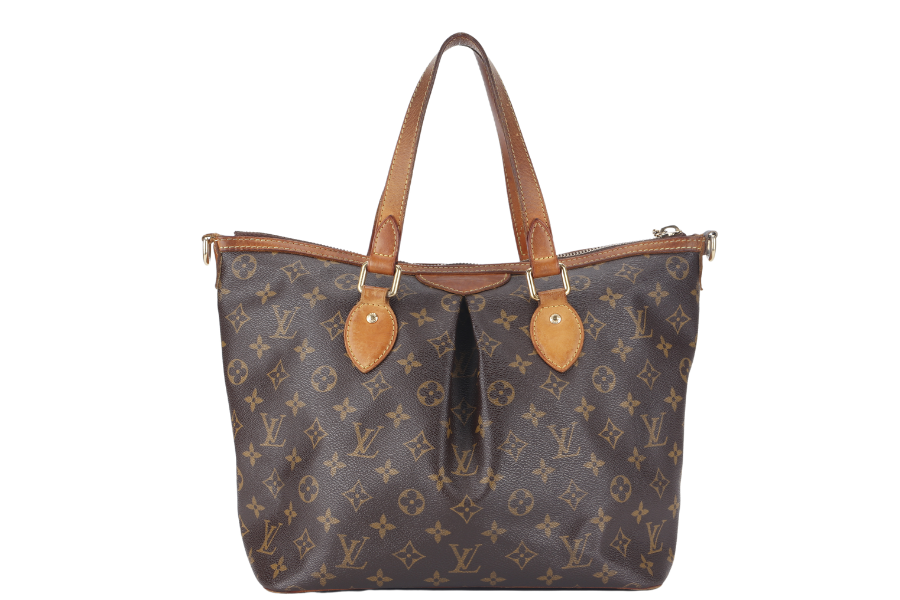 LOUIS VUITTON PALERMO PM (M40145) MONOGRAM CANVAS GOLD HARDWARE WITH STRAP AND DUST COVER