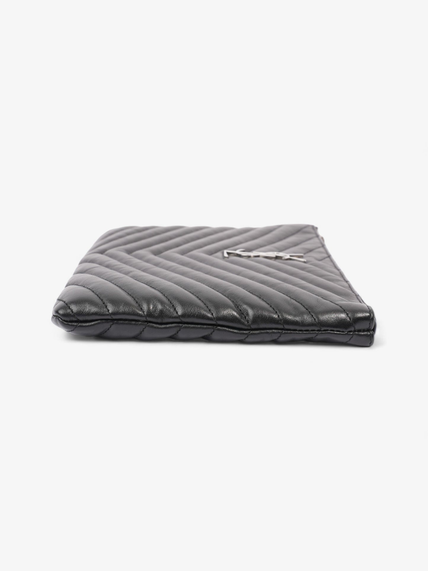 YSL Saint Laurent Cassandre Pouch Clutch Bag Leather Matelasse Black