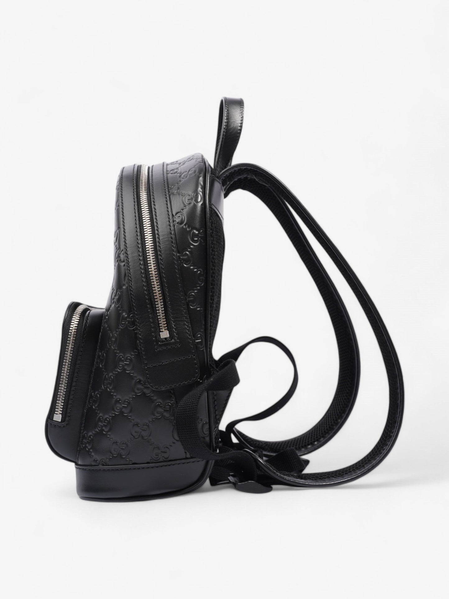 Gucci Signature Backpack Embossed Leather Black
