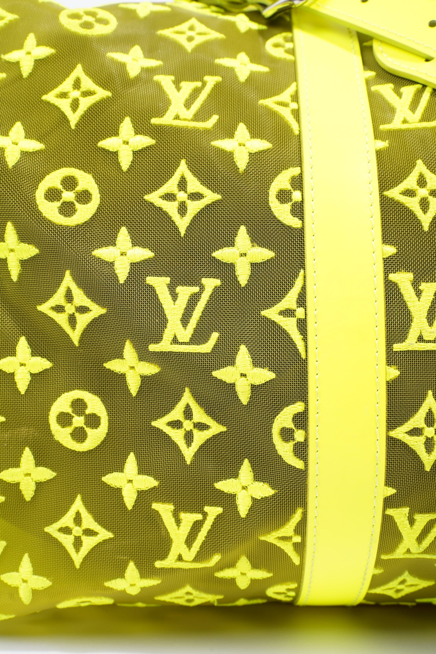 Louis Vuitton Keepall 50 Mesh Monogram Yellow Travel Bag