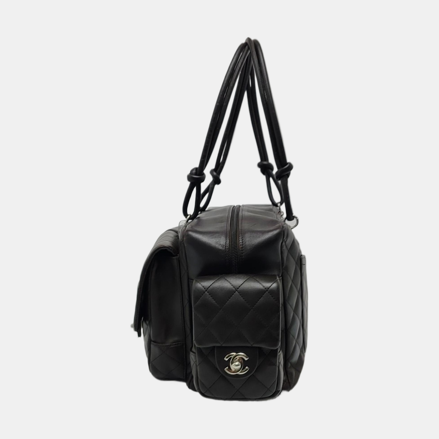Chanel Cambon Dark Calfskin Double Brown Leather Handbag