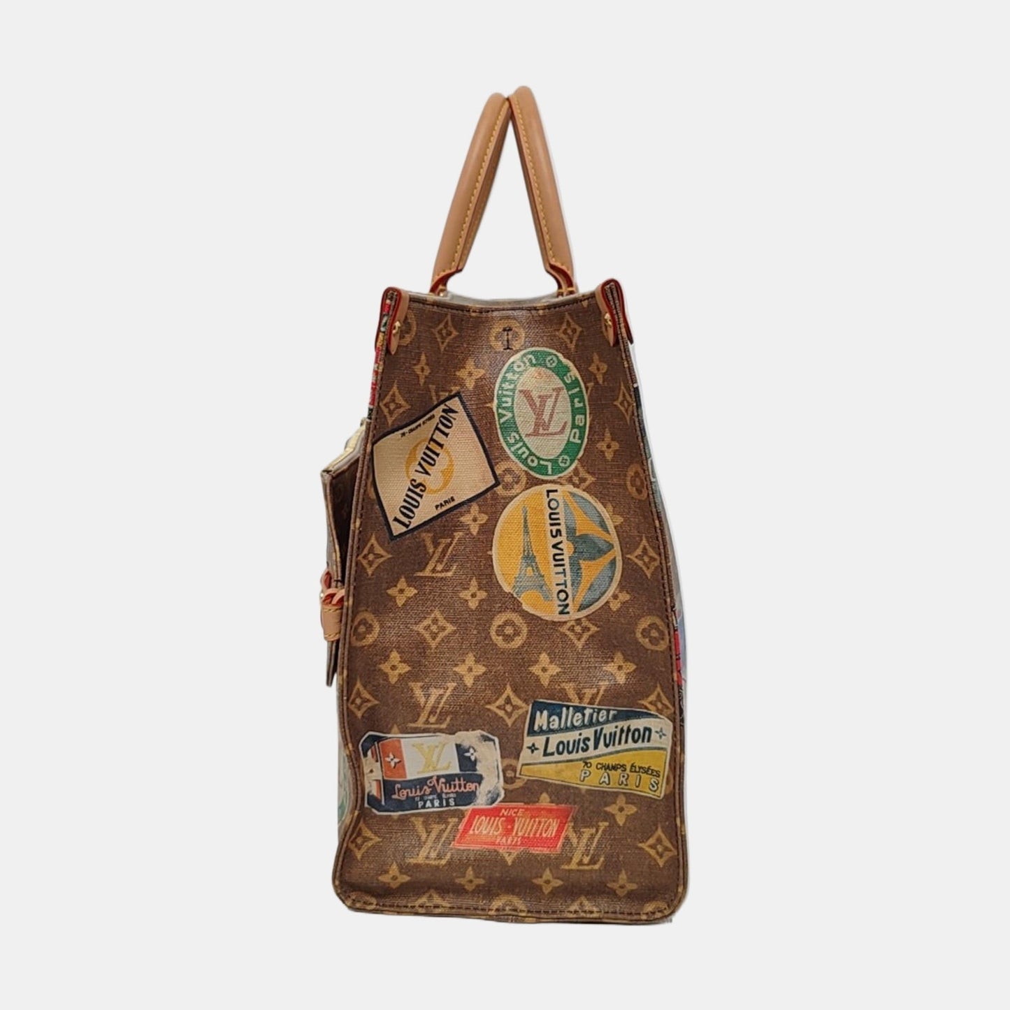 Louis Vuitton OnTheGo Hotel Labels Toteo Monogram Brown Crossbody Bag