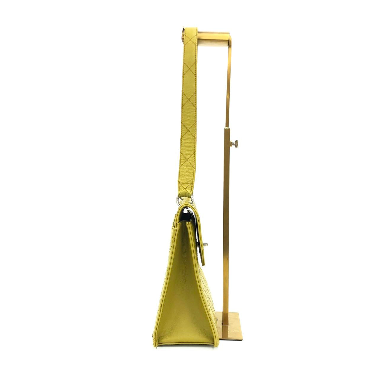 Chanel Kelly Flap Yellow Caviar 24k Hardware Gold Leather Shoulder Bag