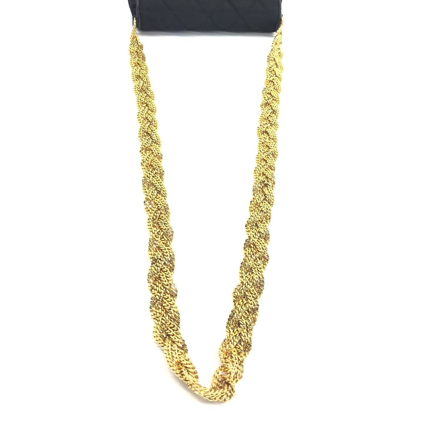 Chanel Fabric Flap Woven Black Gold Shoulder Bag