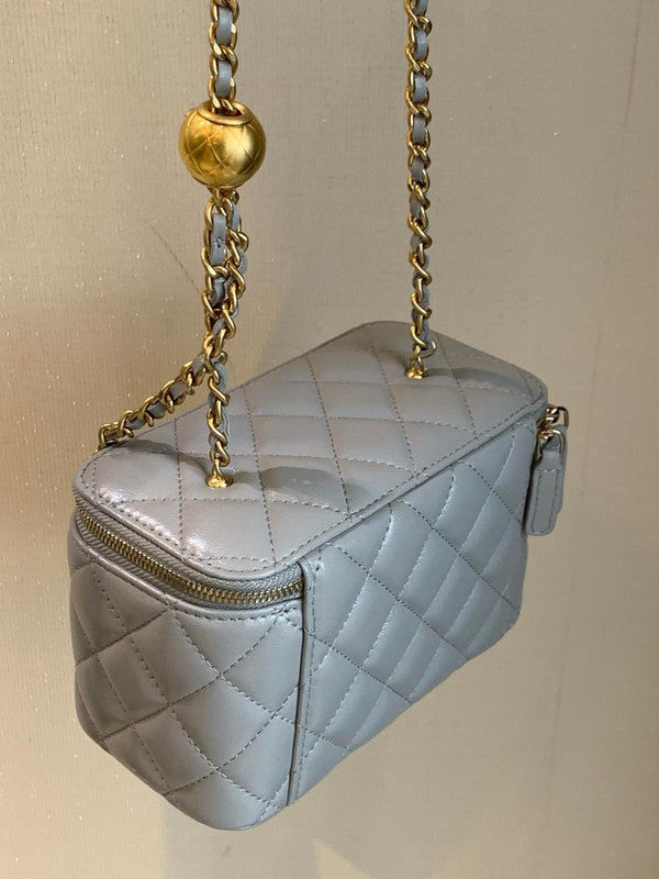 Chanel Pearl Crush Vanity Case With Chain Quilted Lambskin Small Bag
