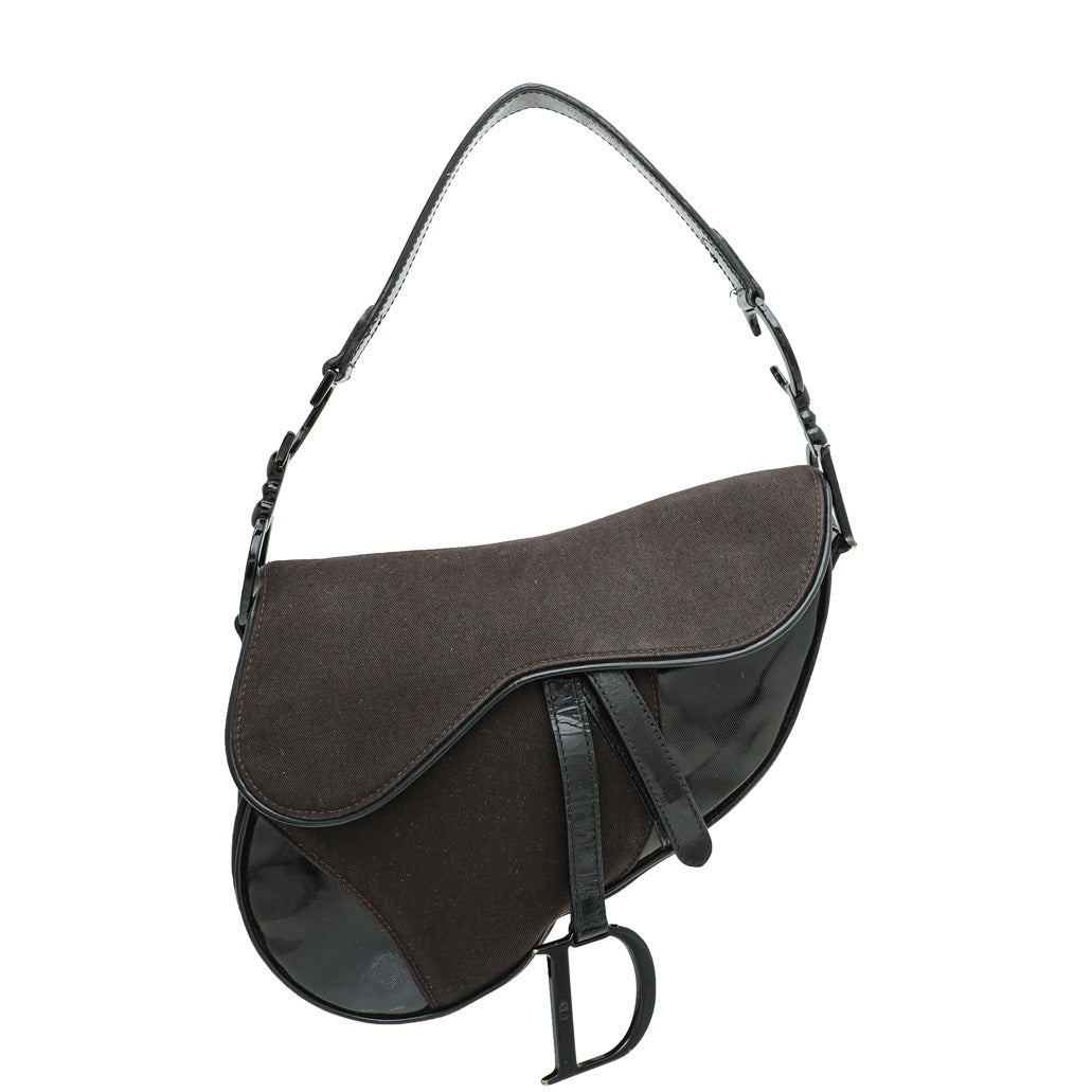 Dior Handbag Christian Bicolor Saddle Bag Medium Shoulder Bag