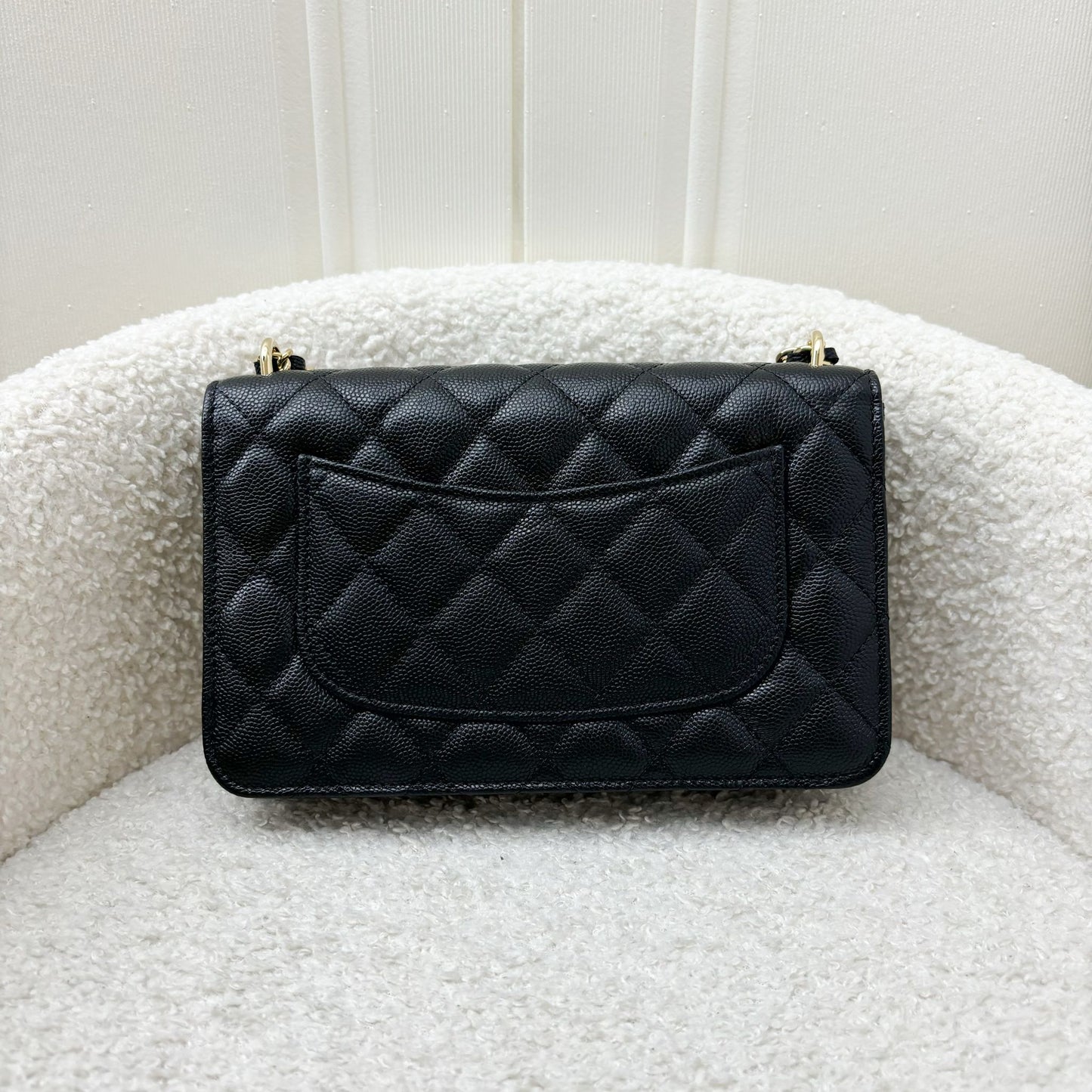 Chanel 22A Seasonal Wallet on Chain WOC in Black Caviar and Ghw Handbag