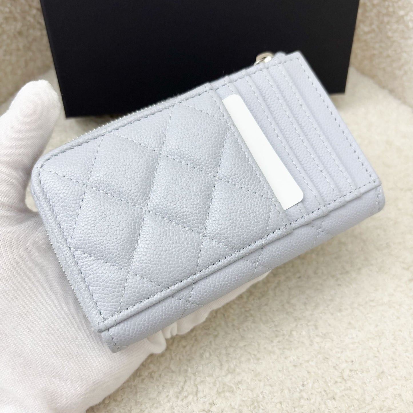 Chanel Zipped Card Holder with Coin Compartment in Light Blue Caviar and Shw Handbag