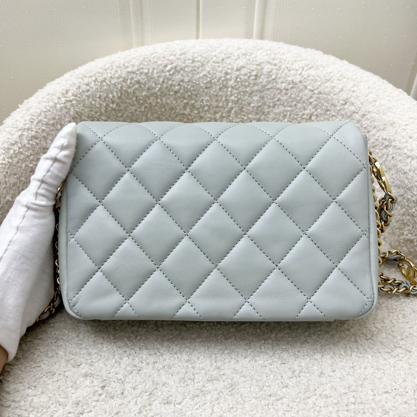 Chanel 23C Seasonal Chain Around Mini Flap in Grey Lambskin and Lghw Handbag