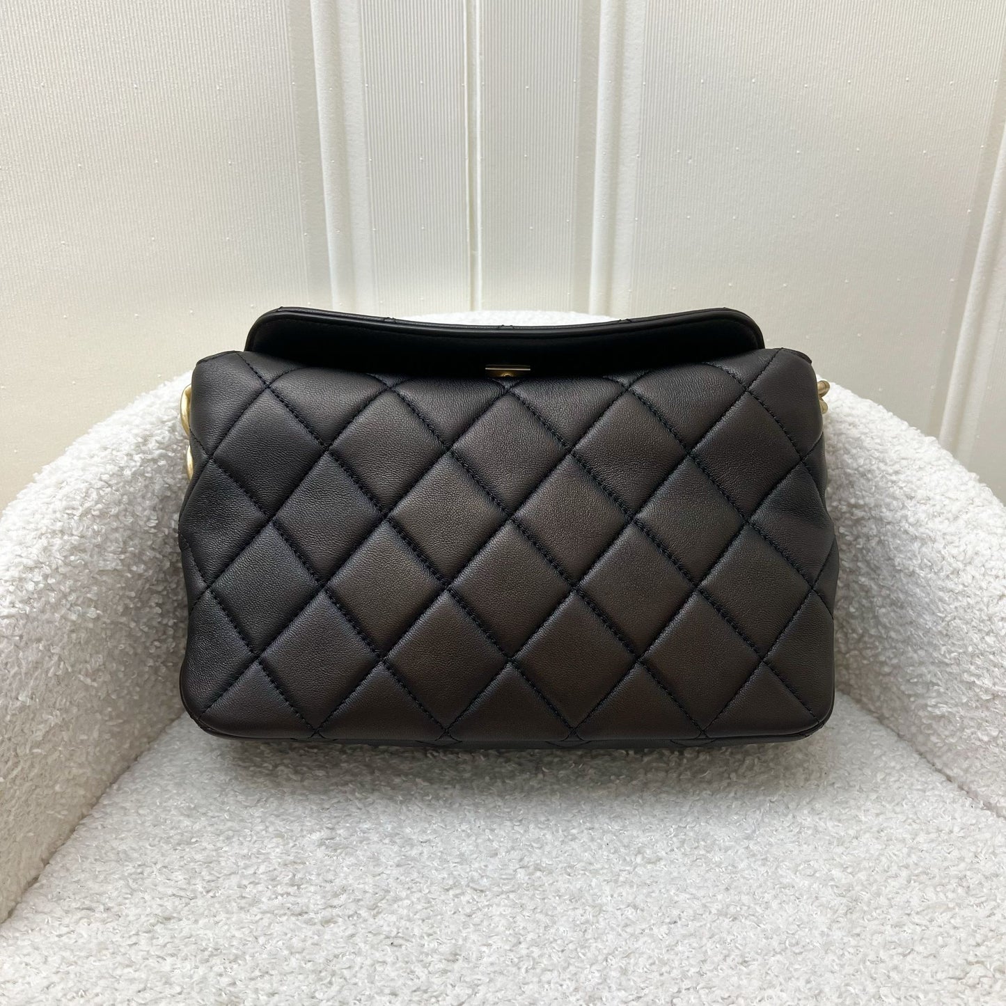 Chanel 23A Hobo Shoulder Bag in Black Lambskin and Aghw