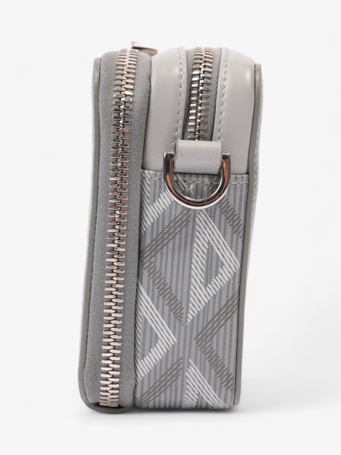 Dior Christian Zipped Pouch With Strap Grey Cd Diamond Canvas Gray Crossbody Bag