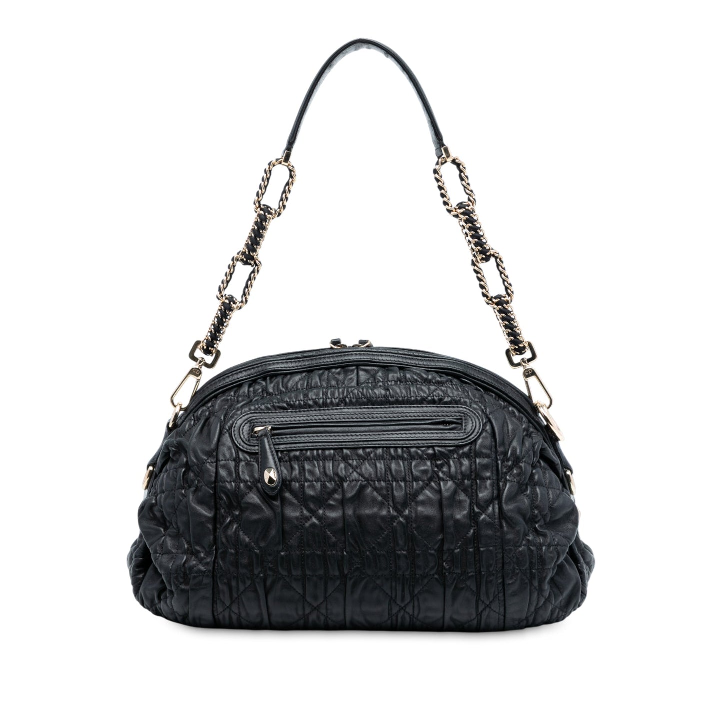 Dior Handbag Cannage Gaufre Delices Shoulder Bag Lambskin Black