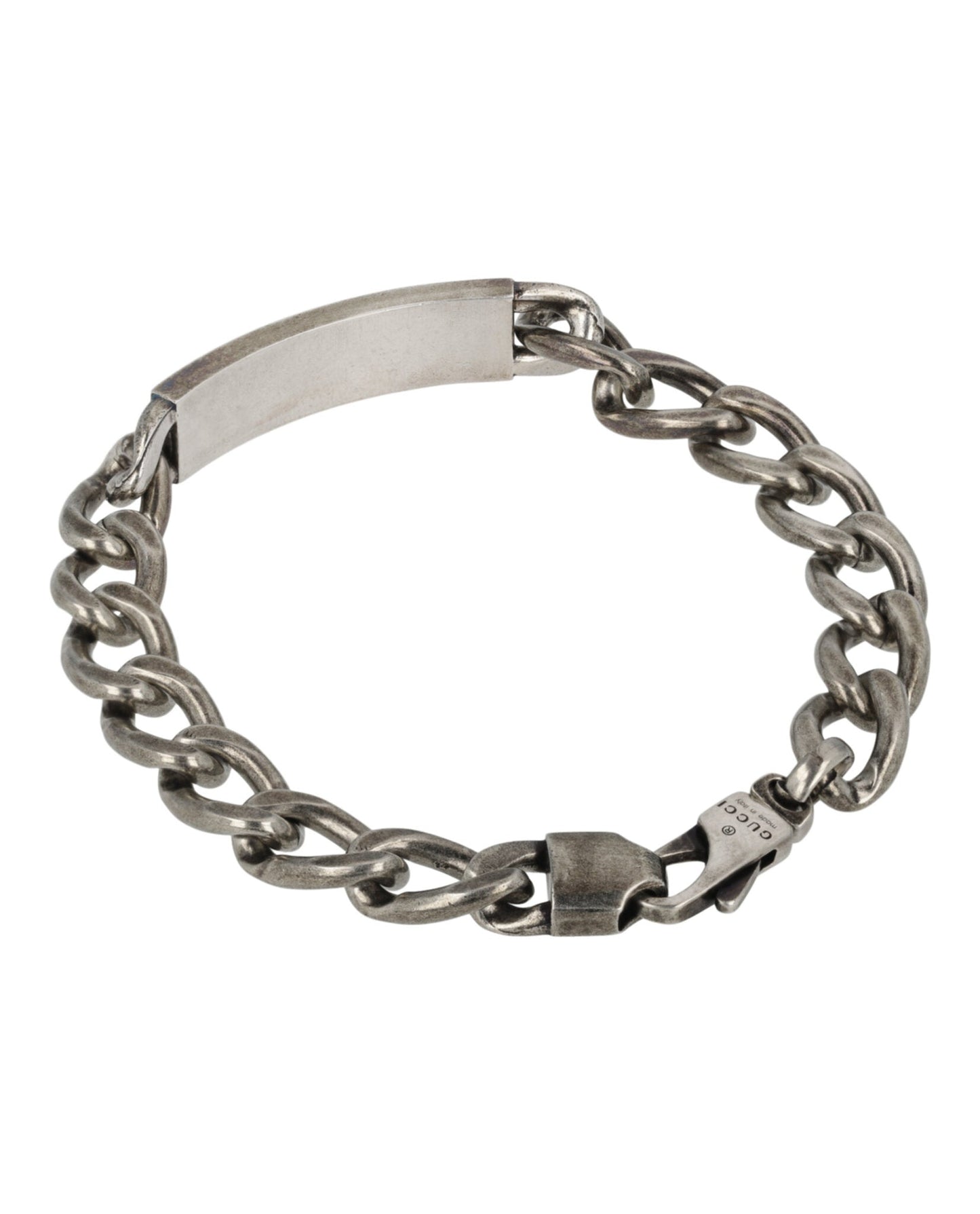 Gucci Unisex-Adult Sterling Silver Bracelet with Turquoise Logo Plaque