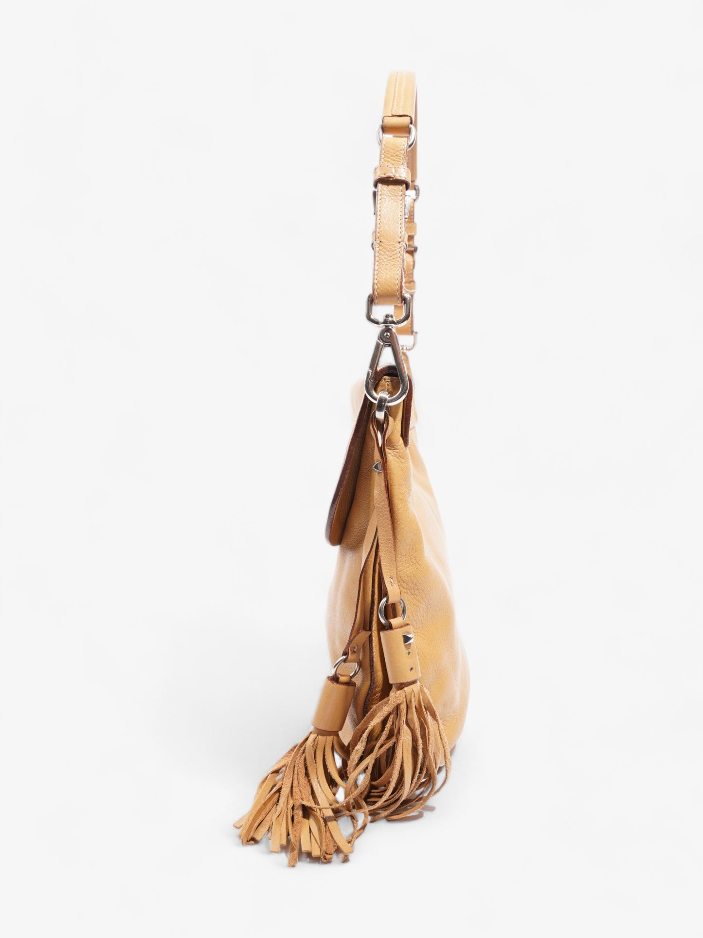 Prada Tassel Shoulder Caramel Leather Brown Flap Shoulder Bag